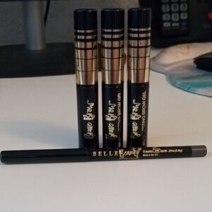 Bundle Of 4 Moisturizing Brow Gel & Pencil Set in Black And Waterproof LinerGrey